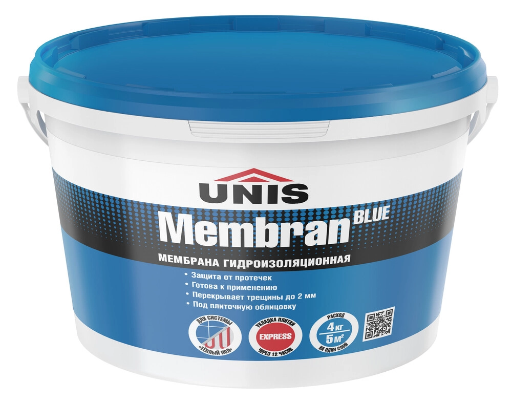 Мембрана гидроизоляционная Юнис BlueMembran 4кг, цена - купить в интернет-магазине в Москве и МО.!