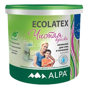 Alpa Ecolatex для стен и потолков латексная матовая, Белый, цена - купить в интернет-магазине в Москве и МО.!
