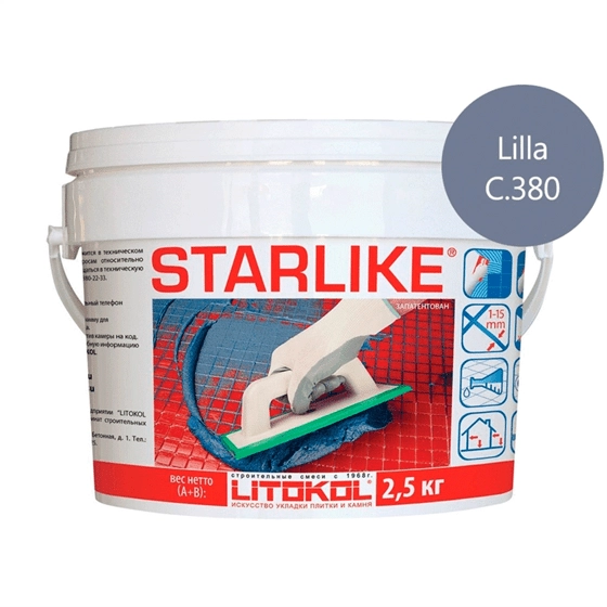 Затирка эпоксидная для швов Litokol Litochrom Starlike C.380 Lilla (Сиреневый) 2.5 кг, цена - купить в интернет-магазине в Москве и МО.!