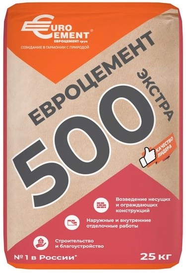 Цемент Евроцемент М-500 25 кг, цена - купить в интернет-магазине в Москве и МО.!