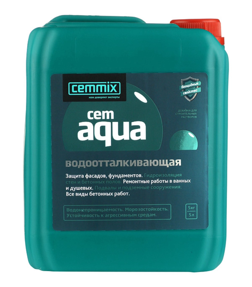 Добавка водоотталкивающая CemMix CemAqua 5 л, цена - купить в интернет-магазине в Москве и МО.!