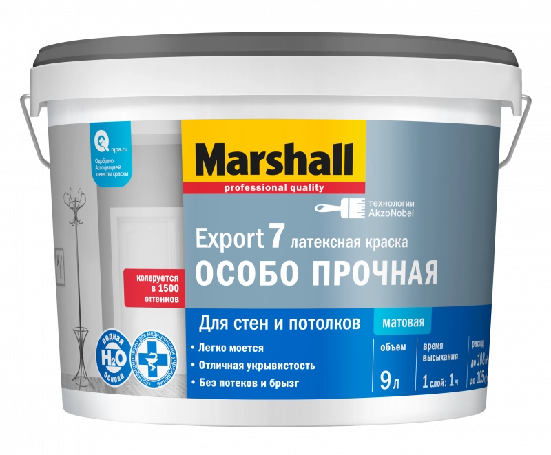 Marshall Export-7 для стен и потолков латексная матовая, Белый, цена - купить в интернет-магазине в Москве и МО.!