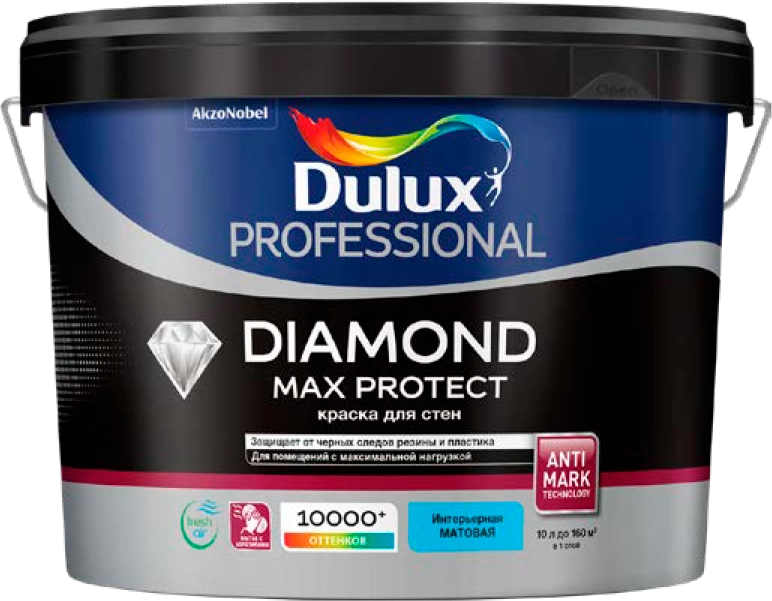 Dulux Diamond Max Protect водно-дисперсионная матовая, Белый, цена - купить в интернет-магазине в Москве и МО.!