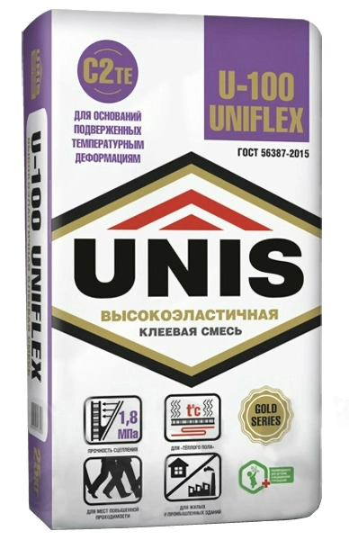 Клей плиточный Юнис Унифлекс U-100 25кг, цена - купить в интернет-магазине в Москве и МО.!