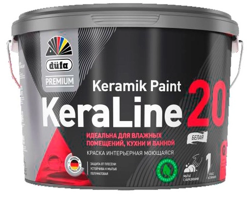 Düfa Premium KeraLine Keramik Paint 20 для влажных помещений полуматовая, Белый, цена - купить в интернет-магазине в Москве и МО.!