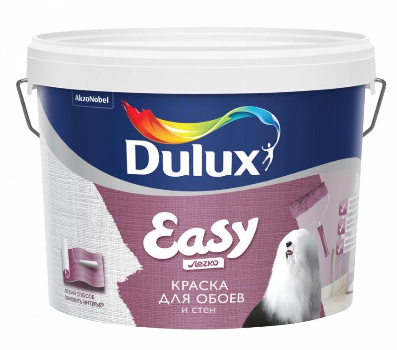 Dulux Easy для стен и обоев водно-дисперсионная матовая, Бесцветный, цена - купить в интернет-магазине в Москве и МО.!