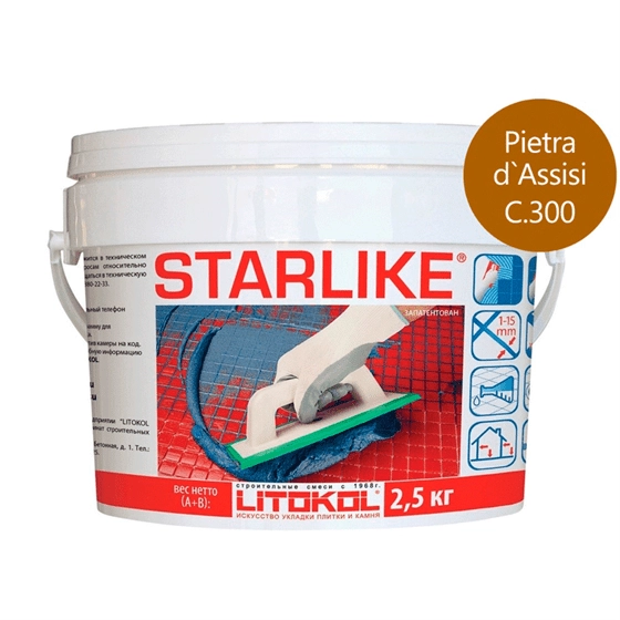 Затирка эпоксидная для швов Litokol Litochrom Starlike C.300 Pietra dAssisi (коричневый) 2.5 кг, цена - купить в интернет-магазине в Москве и МО.!