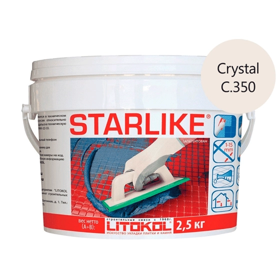 Затирка эпоксидная для швов Litokol Litochrom Starlike C.350 Crystal (кристалл) 2.5 кг, цена - купить в интернет-магазине в Москве и МО.!