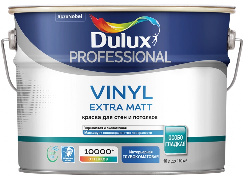 Dulux Vinyl Extra Matt водно-дисперсионная матовая, Бесцветный, цена - купить в интернет-магазине в Москве и МО.!