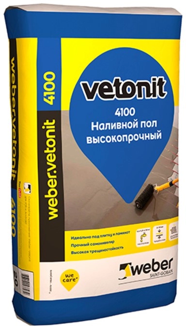 Ровнитель (наливной пол) финишный Weber.vetonit 4100 самовыравнивающийся высокопрочный 20 кг, цена - купить в интернет-магазине в Москве и МО.!