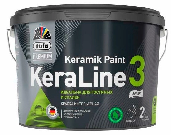 Düfa Premium KeraLine Keramik Paint 3 для стен и потолков глубокоматовая, Бесцветный, цена - купить в интернет-магазине в Москве и МО.!