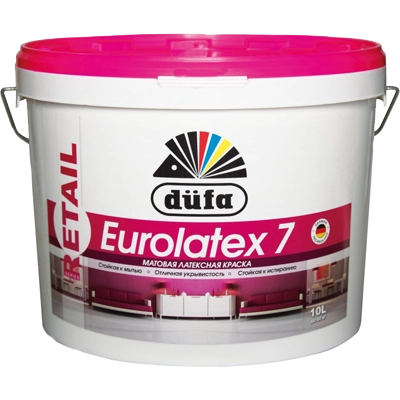 Dufa Premium Eurolatex 7 для стен и потолков водно-дисперсионная матовая, Белый, цена - купить в интернет-магазине в Москве и МО.!