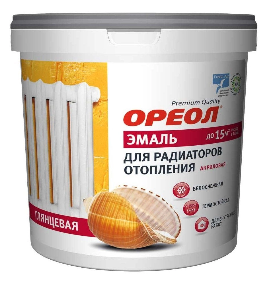 Ореол Эмаль для радиаторов акриловая для внутренних работ глянцевая, цена - купить в интернет-магазине в Москве и МО.!