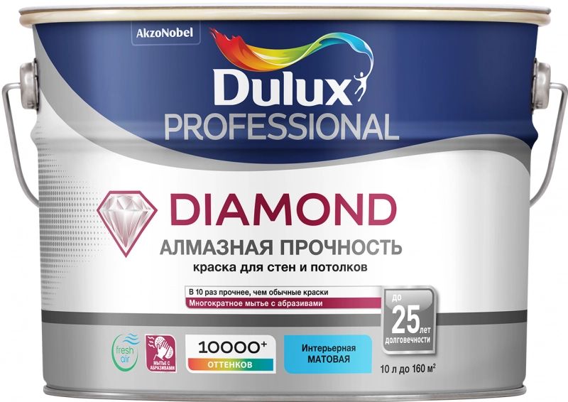 Dulux Diamond Matt водно-дисперсионная матовая, Бесцветный, цена - купить в интернет-магазине в Москве и МО.!