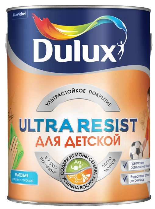 Dulux Ultra Resist для стен и потолков матовая, Белый, цена - купить в интернет-магазине в Москве и МО.!