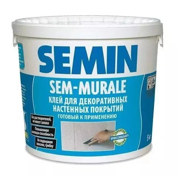 SEMIN SEM-MURALE Готовый клей для обоев 5кг, цена - купить в интернет-магазине в Москве и МО.!