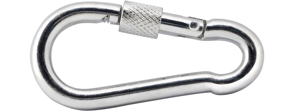 Карабин пожарный с фиксатором DIN 5299D 4 мм оцинкованный, цена - купить в интернет-магазине в Москве и МО.!
