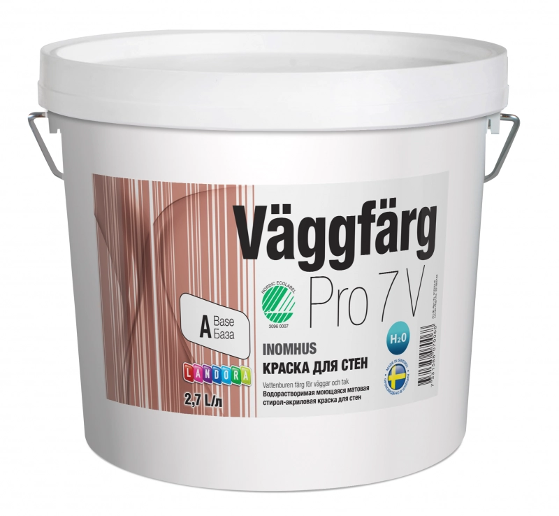 Landora VäggFärg Pro 7 стирол-акрилатная матовая, Бесцветный, цена - купить в интернет-магазине в Москве и МО.!