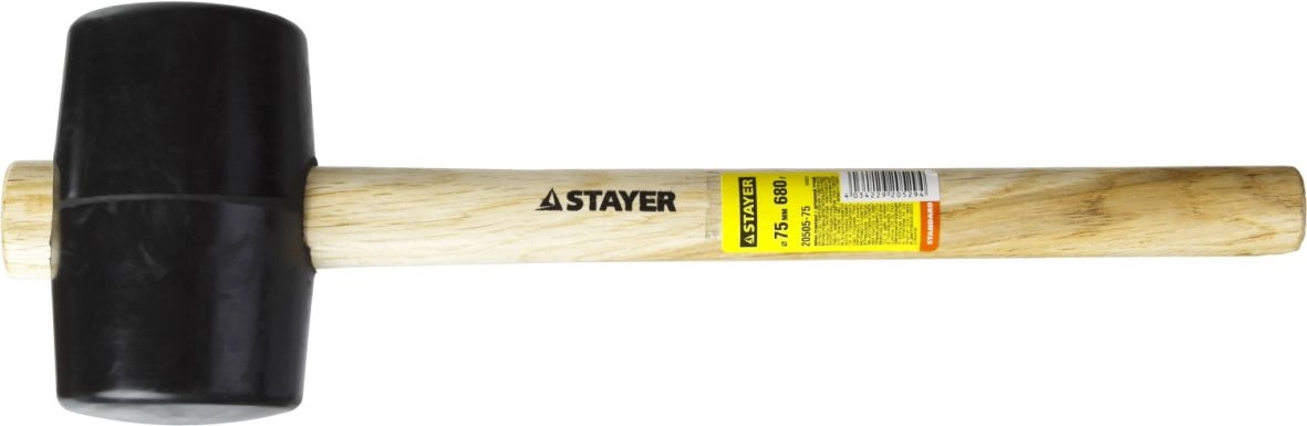 Киянка резиновая 900 г черная с деревянной рукояткой STAYER, цена - купить в интернет-магазине в Москве и МО.!