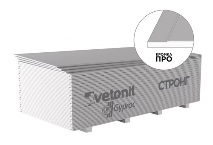 Гипсокартон Vetonit (Gyproc) Стронг 3000х1200х15 мм высокопрочный, цена - купить в интернет-магазине в Москве и МО.!