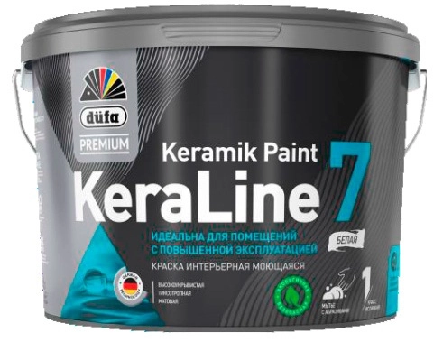 Düfa Premium KeraLine Keramik Paint 7 для стен и потолков моющаяся матовая, Белый, цена - купить в интернет-магазине в Москве и МО.!