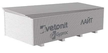 Гипсокартон Vetonit (Gyproc) Лайт 2500х1200х9.5 мм, цена - купить в интернет-магазине в Москве и МО.!
