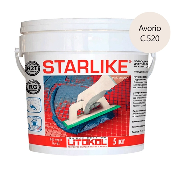 Затирка эпоксидная для швов Litokol Litochrom Starlike C.520 Avorio (слоновая кость) 5 кг, цена - купить в интернет-магазине в Москве и МО.!