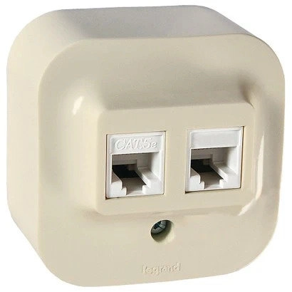 Розетка Legrand Quteo RJ11+RJ45 5E UTP слоновая кость, цена - купить в интернет-магазине в Москве и МО.!