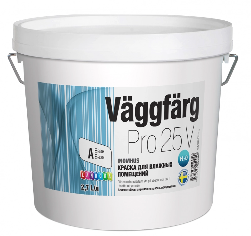 Landora VäggFärg Pro 25 моющаяся акрилатная полуматовая, Белый, цена - купить в интернет-магазине в Москве и МО.!
