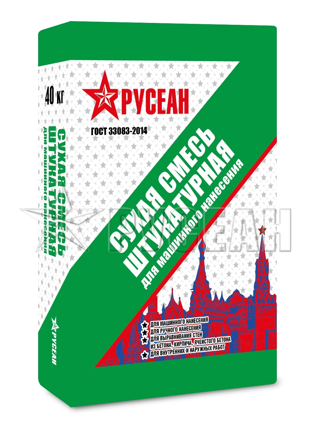 Сухая смесь Русеан Штукатурная для машинного нанесения 40 кг, цена - купить в интернет-магазине в Москве и МО.!