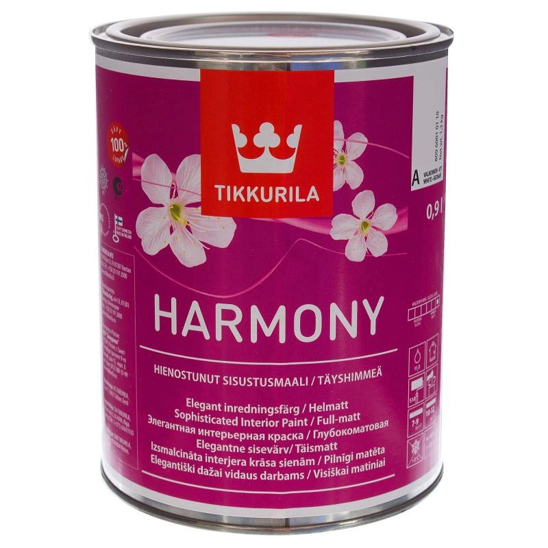 Tikkurila Harmony для стен и потолков акрилатная бархатисто-матовая, Бесцветный, цена - купить в интернет-магазине в Москве и МО.!
