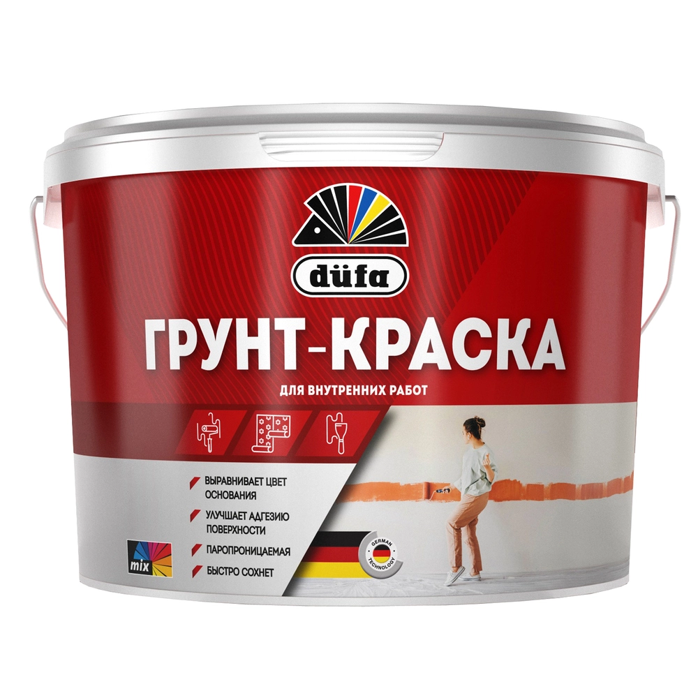 Дюфа Грунт-краска Краска грунтовочная водно-дисперсионная белая, цена - купить в интернет-магазине в Москве и МО.!