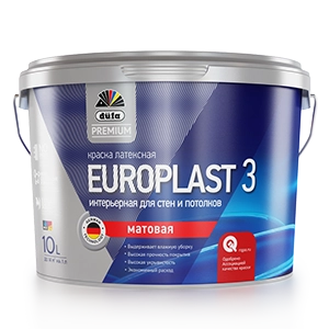 Dufa Premium Europlast 3 для стен и потолков водно-дисперсионная матовая, Белый, цена - купить в интернет-магазине в Москве и МО.!