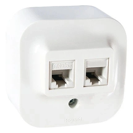 Розетка Legrand Quteo RJ11+RJ45 5E UTP белая, цена - купить в интернет-магазине в Москве и МО.!