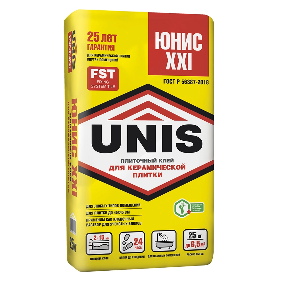 Клей для плитки и камня Unis XXI (класс С0) 25 кг, цена - купить в интернет-магазине в Москве и МО.!