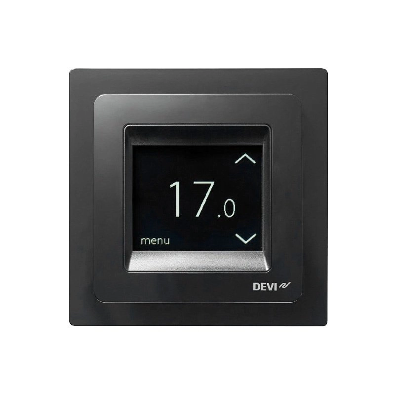 Терморегулятор Devireg Touch с датчиком пола и воздуха черный, цена - купить в интернет-магазине в Москве и МО.!