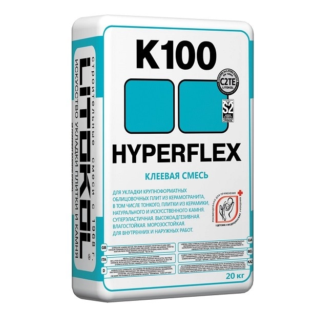 Клей для плитки Litokol Hyperflex K100 20 кг, цена - купить в интернет-магазине в Москве и МО.!