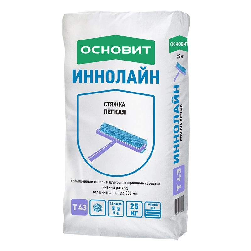 Ровнитель цементный Основит Иннолайн Т-43 25 кг, цена - купить в интернет-магазине в Москве и МО.!