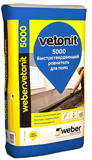 Ровнитель (стяжка пола) Weber.vetonit 5000 быстротвердеющий 25 кг, цена - купить в интернет-магазине в Москве и МО.!