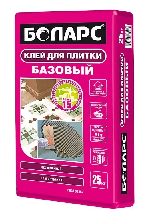 Клей для плитки БОЛАРС БАЗОВЫЙ 25 кг, цена - купить в интернет-магазине в Москве и МО.!