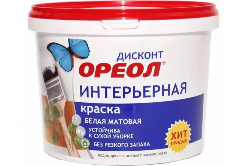 Ореол Дисконт интерьерная водно-дисперсионная полиакриловая, Белый, цена - купить в интернет-магазине в Москве и МО.!