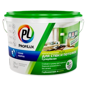 Profilux PL-04А для стен и потолков акриловая глубокоматовая, Белый, цена - купить в интернет-магазине в Москве и МО.!
