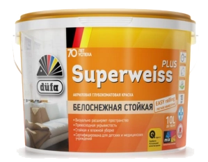 Dufa Retail Superweiss Plus для стен и потолков акриловая глубокоматовая, Белый, цена - купить в интернет-магазине в Москве и МО.!