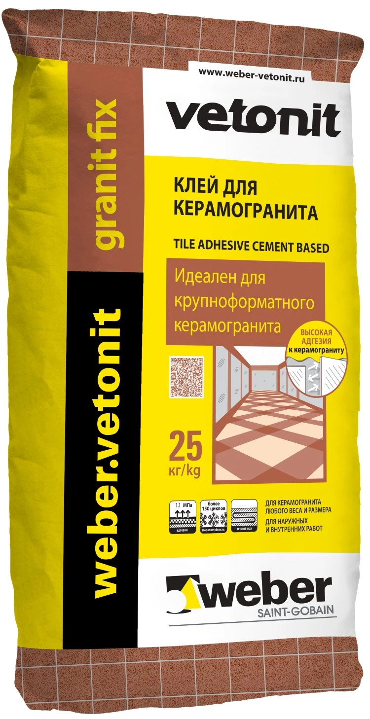 Клей для плитки и камня Weber Granit Fix, цена - купить в интернет-магазине в Москве и МО.!