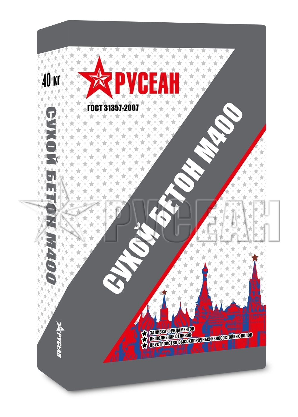 Сухой бетон Русеан М-400 40 кг, цена - купить в интернет-магазине в Москве и МО.!