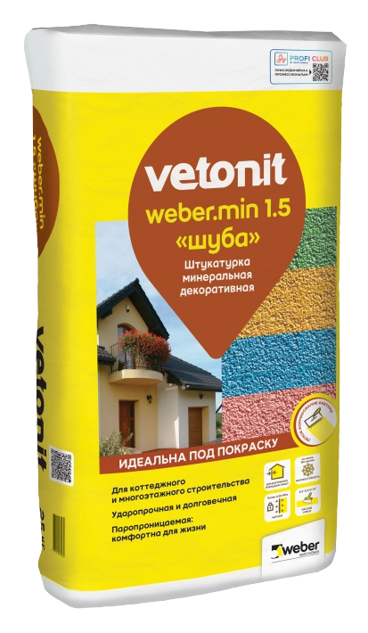 Штукатурка декоративная Vetonit Weber.Min Шуба 1,5 мм 25 кг, цена - купить в интернет-магазине в Москве и МО.!