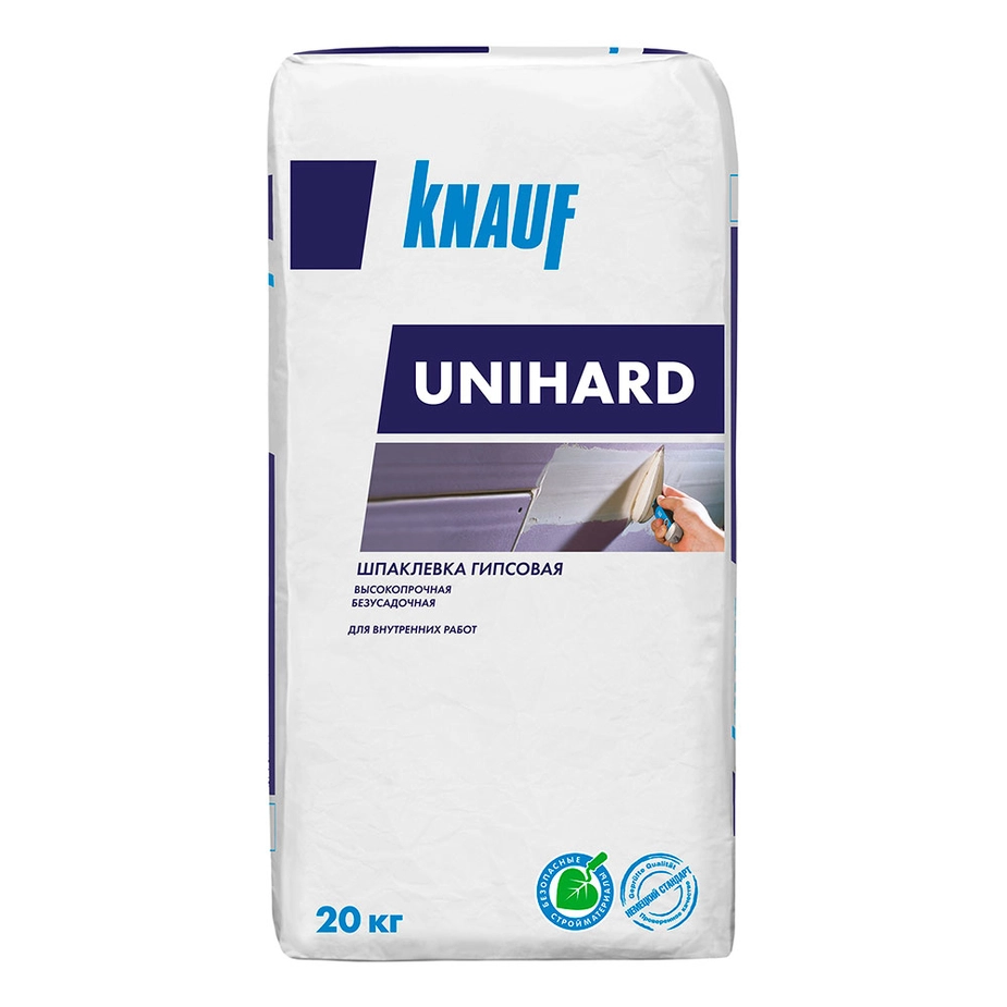 Шпаклевка гипсовая Knauf Унихард высокопрочная безусадочная 20 кг, цена - купить в интернет-магазине в Москве и МО.!