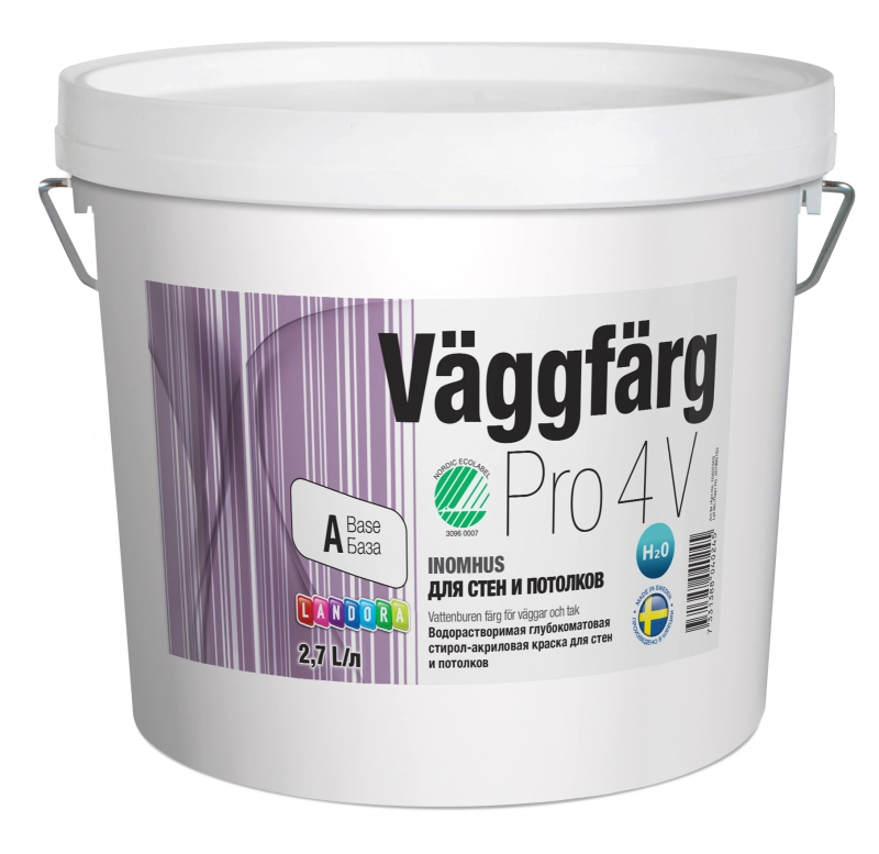 Landora VäggFärg Pro 4 стирол-акрилатная глубокоматовая, Бесцветный, цена - купить в интернет-магазине в Москве и МО.!