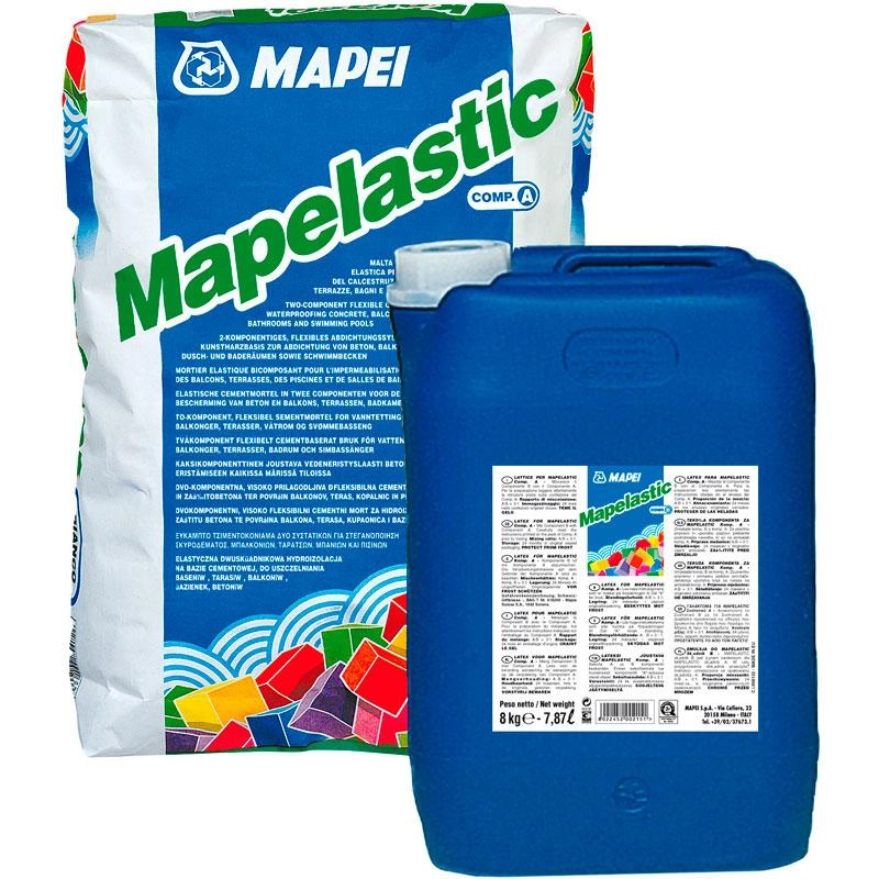 Гидроизоляция двухкомпонентная в мешках Mapei Mapelastik 24кг./8л., цена - купить в интернет-магазине в Москве и МО.!