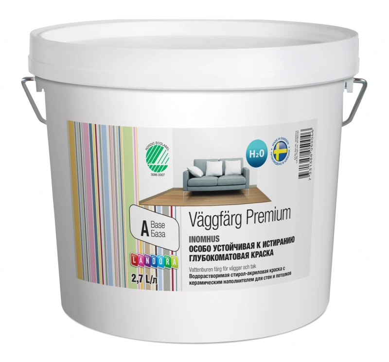 Landora VaggFärg Premium V устойчивая стирол-акриловая глубокоматовая, Белый, цена - купить в интернет-магазине в Москве и МО.!